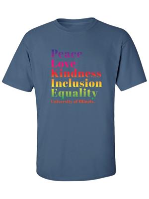 Image of ILLINOIS PEACE LOVE EQUITY SHORT SLEEVE T-SHIRT -  lakeblue